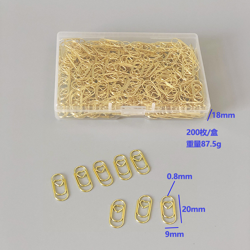 Clip de papel en forma de corazón creativo al por mayor Mini amor clip de papel de metal PP en caja fabricante de Fuente de Suministro directo transfronterizo