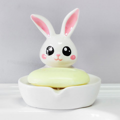 Adorable cute rabbit scented soap holder, lightweight luxury bathroom non-stick storage box, new drain dish, ceramic soap dish for home use