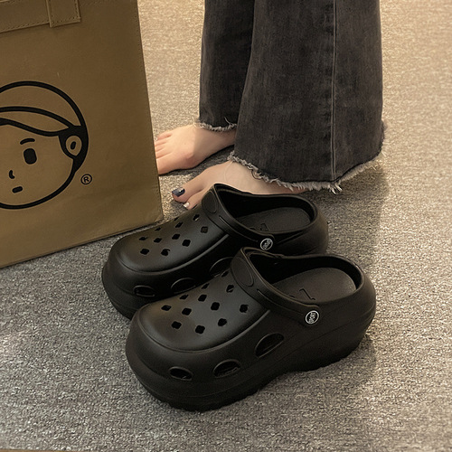 Summer Croc Shoes EVA Women's Increased Thick Sole Outer Wear Internet Celebrity Beach Shoes Non-Slip Slippers Baotou Garden Shoes Wholesale