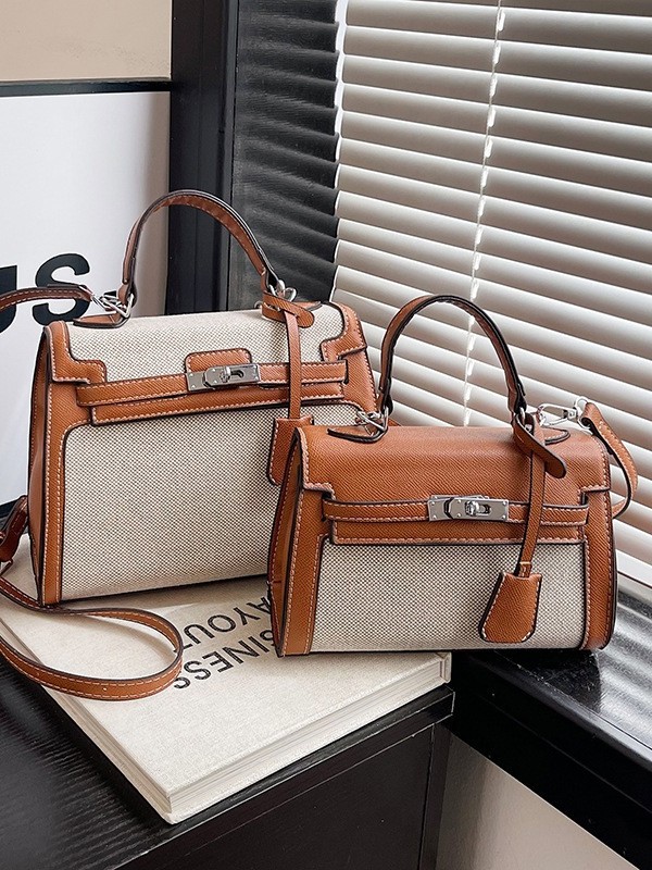 Bolsos para mujer 2025 nuevo estilo transfronterizo costura de color en contraste bolso Kelly de mano moda de alta gama bolso de mensajero de un solo hombro