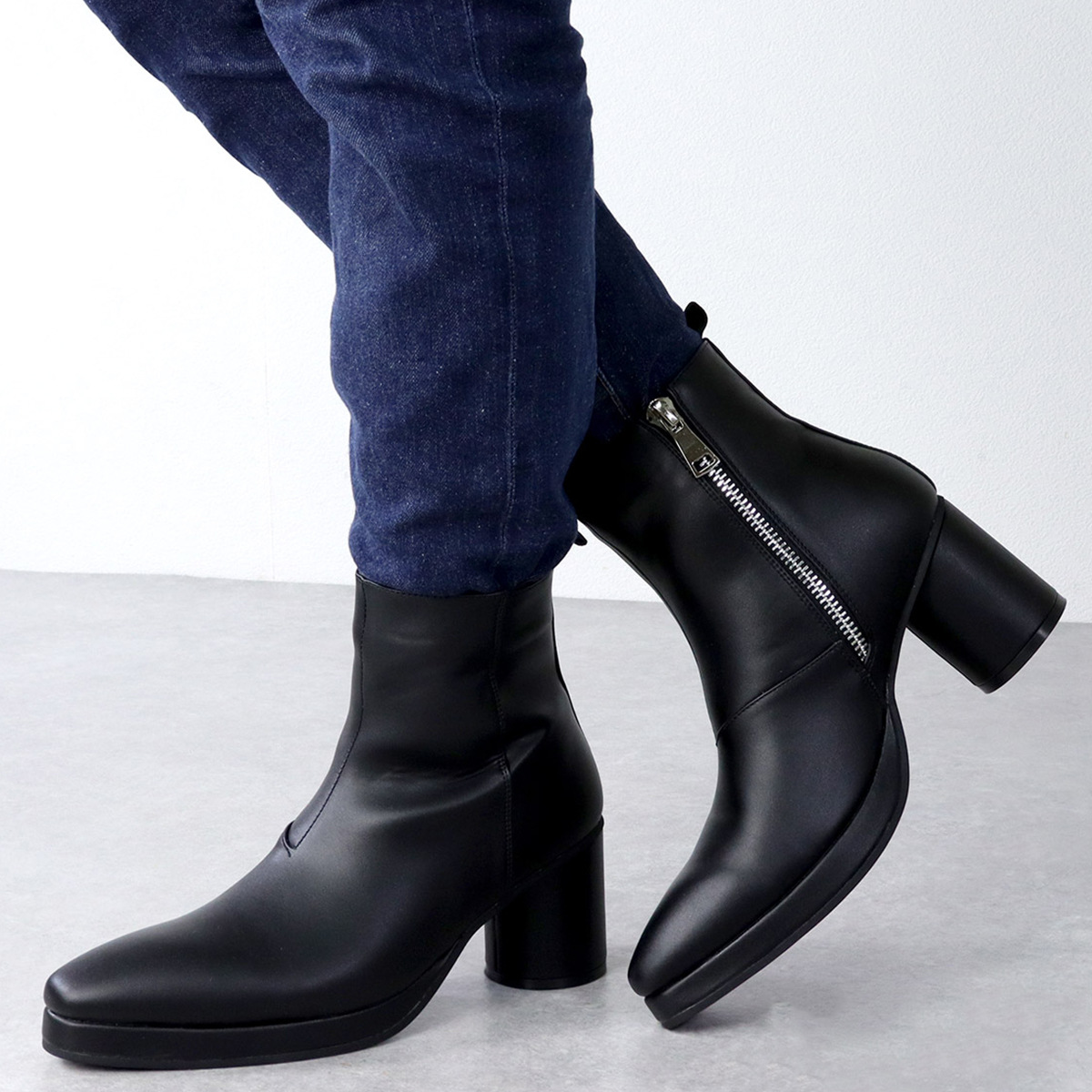 Férfi vastag sarkú, vastag talpú, hegyes sarkú, üzleti divatos cipő_voghion.com