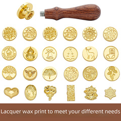 火漆印章套裝木柄合金印章禮盒歐式復古合金頭火漆印章diy套盒