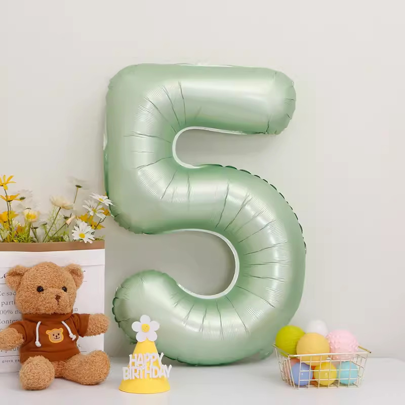 40inch アルミフィルムデジタルバルーン ベビーブルーピンク 女の子の誕生日シーンの装飾 ベビー123歳の誕生日の装飾|undefined