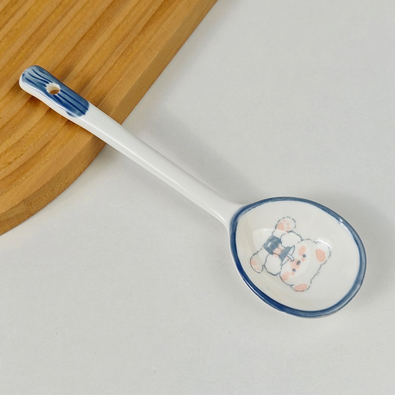 Cucharas de cerámica al por mayor cucharas de alto valor facial cucharas de sopa de mango largo cucharas cucharas dulces cucharas caseras