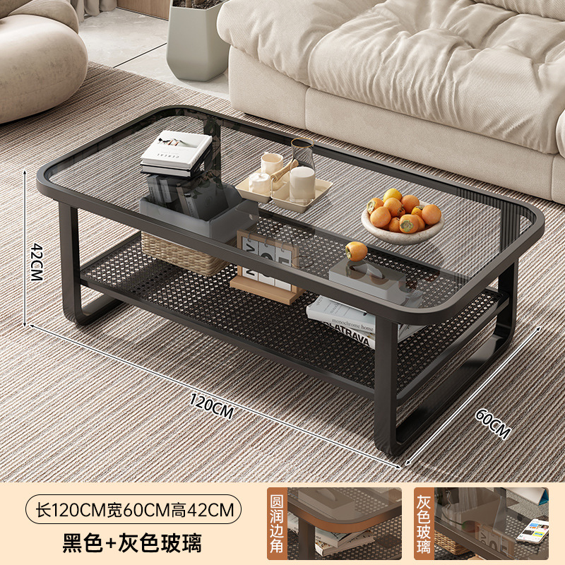 Mesa de té sala de estar doméstica pequeña mesa de casa 2025 nueva moderna simple creativa cuadrada mesa de té de vidrio temperado