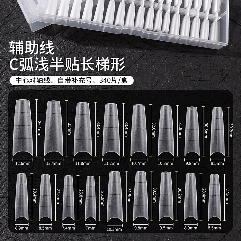 Parche de extensión de línea auxiliar ultrafina sin marca especial para manicuría con línea de escala C-arco superficial y medio parche de uñas