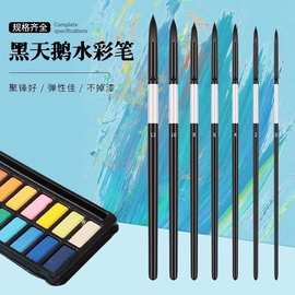 黑天鹅水彩笔数字油画专用丙烯水粉颜料笔勾线涂色尼龙便携油画笔