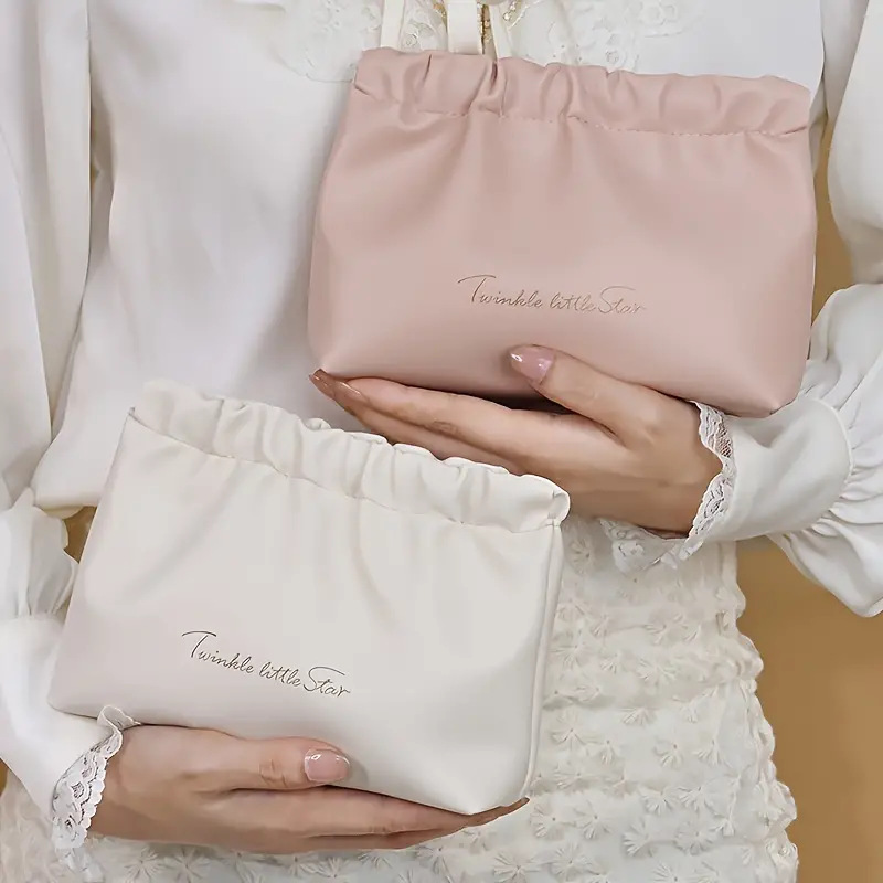 Bolso sobre rojo plisado bolsa pequeña bolsa cerrada automática portátil bolsa de almacenamiento auriculares bolsa de tarjeta de cambio impermeable certificado de gran capacidad