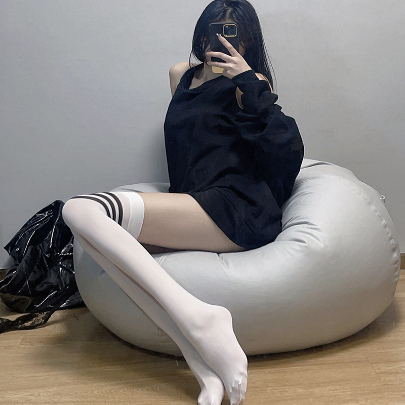 纯欲校园风白丝袜学生JK袜黑丝女网袜长筒半截白色丝袜蕾丝过膝袜|undefined