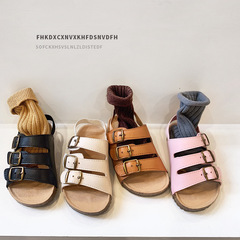 Korean style fashionable children's sandals 2024 summer new style girls' beach shoes boys' Roman shoes soft sole baby children's shoes