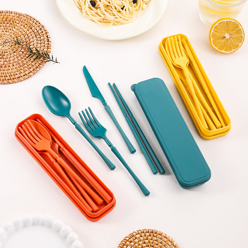 プラスチック家庭用食器袋卸売ポータブルPPナイフ、フォーク、スプーン、箸4点セット子供と学生のためのコンプリートセットAmazon|undefined