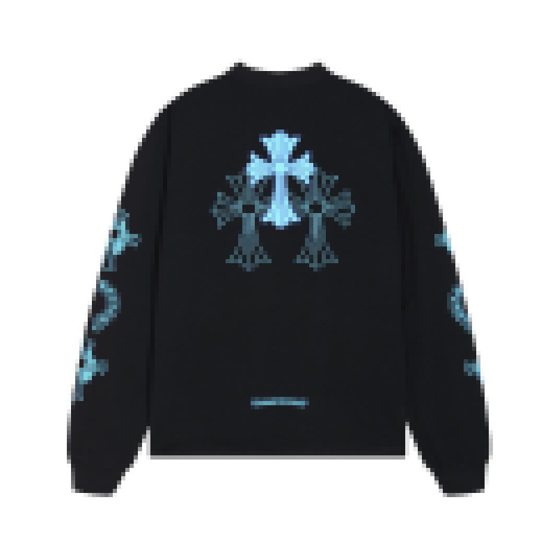 Chrome Hearts uzunqol sviter, unisex, çarpaz və nal naxışlı
