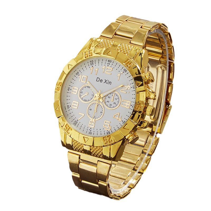 Nuevo reloj transfronterizo reloj para hombre relojes de aleación de luz azul falso reloj de cuarzo de tres ojos reloj para hombre de esfera grande