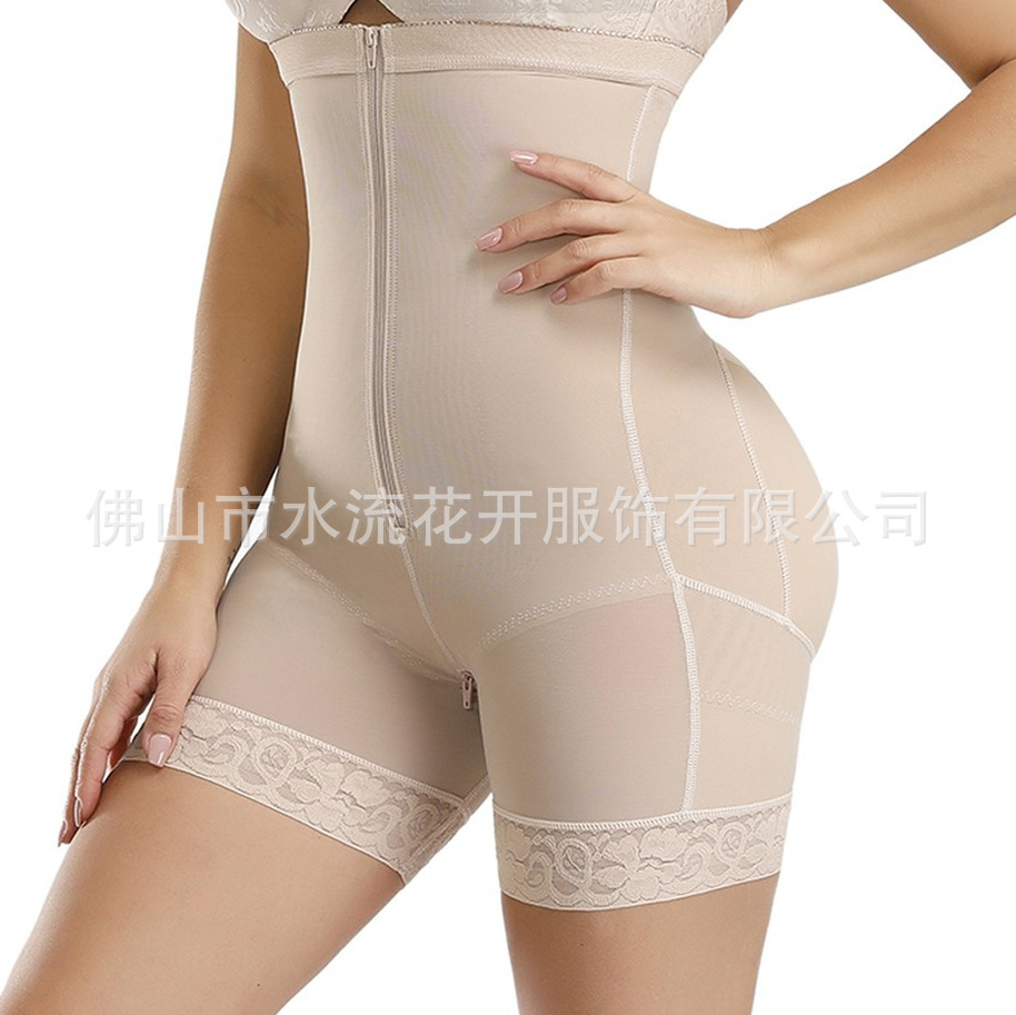 Pantalones de modelado de vientre de cintura alta europeos y americanos pantalones de conformación de cuerpo pantalones de levantamiento de cadera de contracción de vientre pantalones de encaje cremallera corsé Honda ropa interior de una pieza