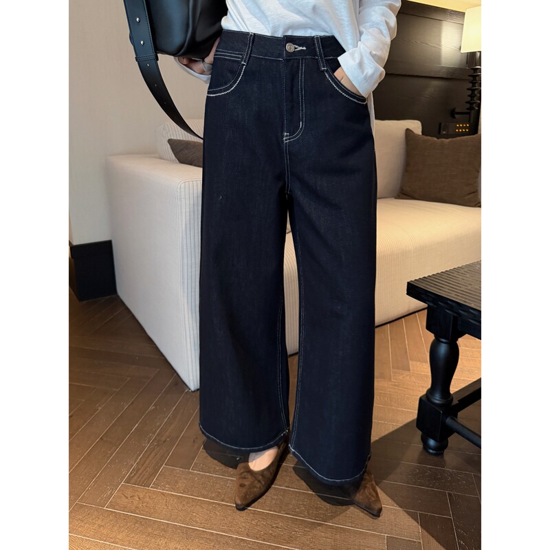 GAGD Denim Blue Cropped Jeans for Women, Fall 2026 New Style, Straight-Leg Slimming Vintage Versatile Wide-Leg Pants GAGD Denim Blue Cropped Jeans for Women, Fall 2026 New Style, Straight-Leg Slimming Vintage Versatile Wide-Leg Pants
