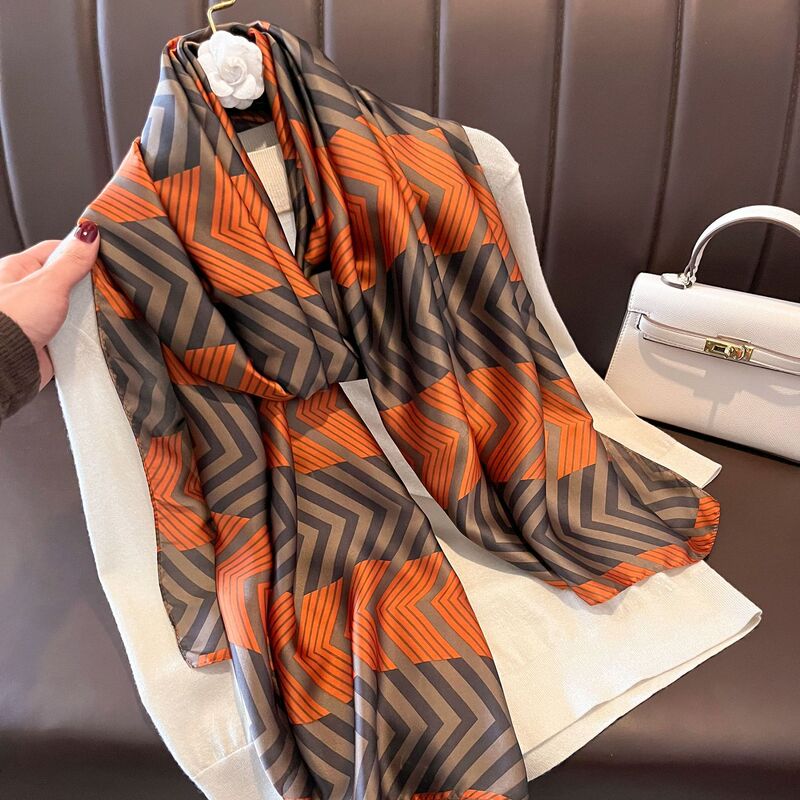 Scarf for Women, Silk Scarf, Korean Oil Painting Print, Medium-Length Decorative Sunshade and Sun Protection Shawl, Beach, Free Shipping