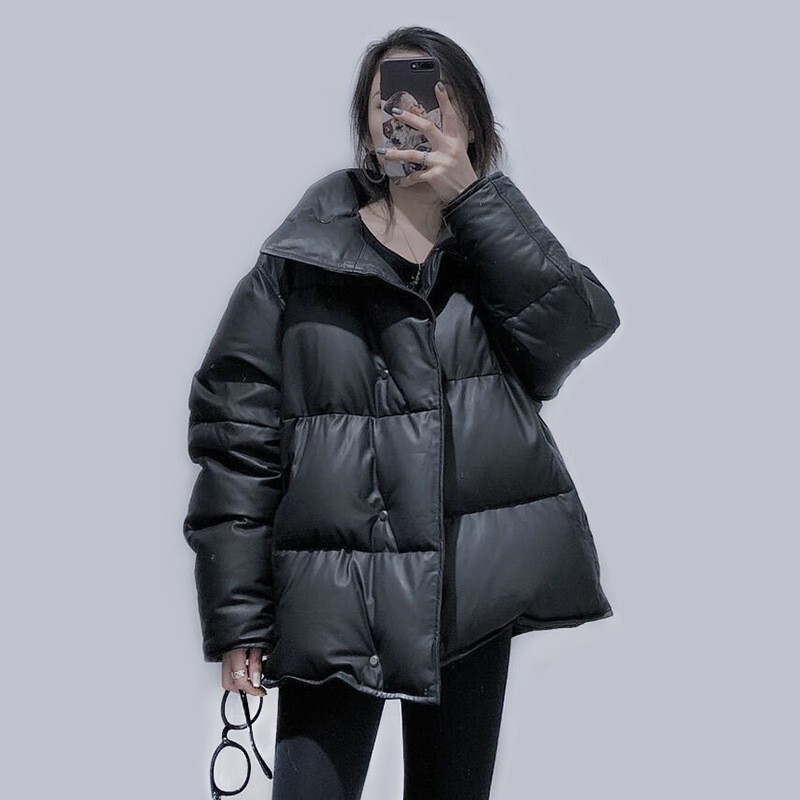 2025 Winter New Imported Sheepskin 90 White Duck down Mid-Length Stand Collar Loose Genuine Leather down Jacket Women's Coat