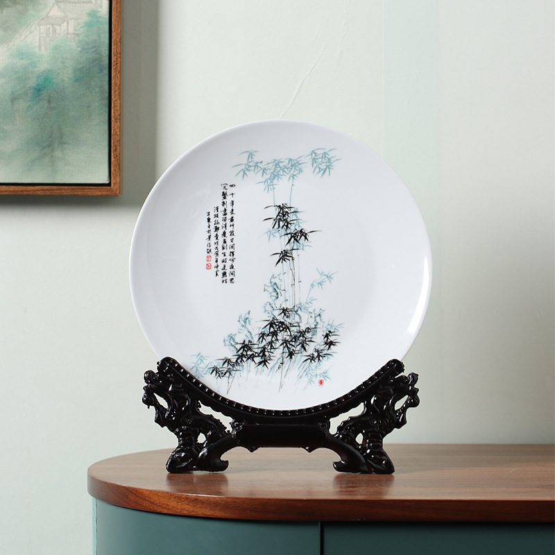 (2개) 도자기 접시 BOGU 아트 BOGU 랙 도자기 거실 JINGDEZHEN 플레이트 아트 중국 스타일 세라믹 장식품 MEI LAN