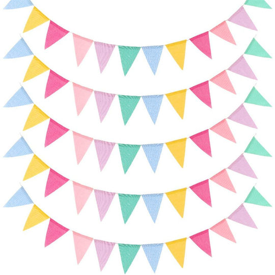 Cross-border Hot Selling Sackcloth Triangle Flag Birthday Party Wedding Flag European Style Holiday Decoration Color Flag in stock