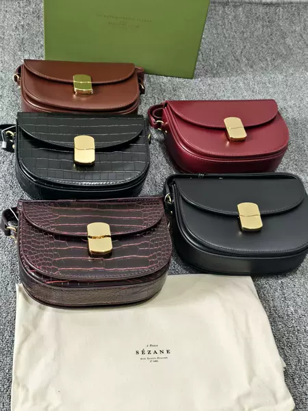 Cross-border bestseller: Sézane vintage shoulder bag, gold buckle flap bag, high-end and fashionable women’s bag, crossbody saddle bag