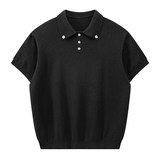 ZF8107-B男夏季老钱风简约休闲OLO衫松弛感高智针织短袖T恤，男装针织衫/毛衣，星座614