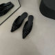 Baotou Half Slippers Women's Shoes for Outer Wear 2023 Summer New Low-Heeled French Sequin Pointed Toe Lazy Mule Shoes