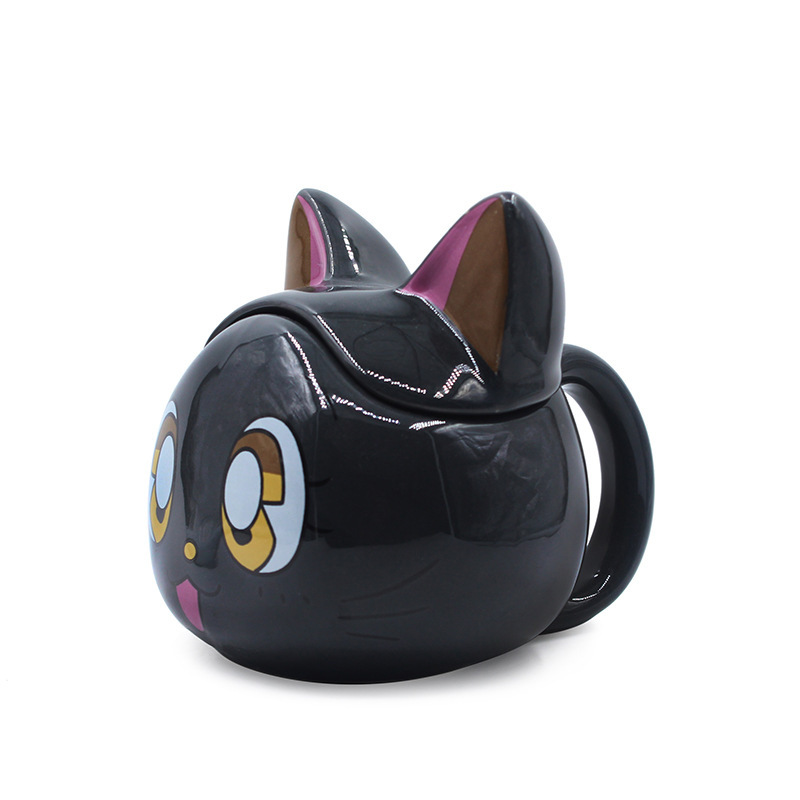 Cerámica hermosa chica gatito pareja en tazas de dibujos animados tazas de cerámica perimetral 3D tazas de estilo de marca