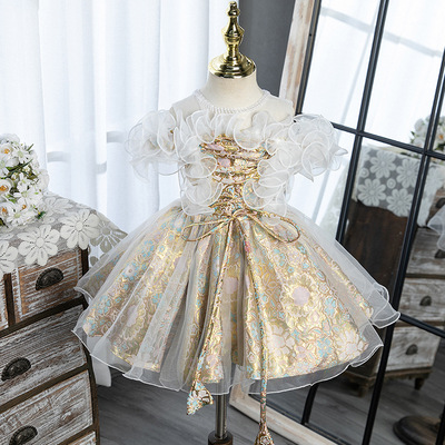 兒童禮服2023春季新品中小童蓬蓬裙子圓領女童生日公主裙工廠直銷