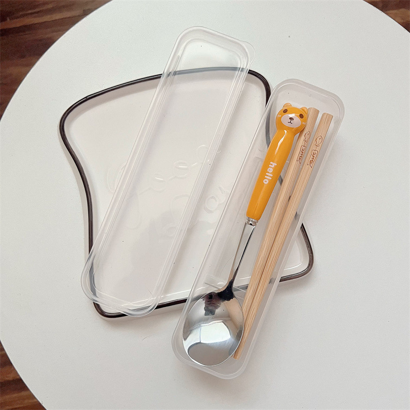 노란 곰 젓가락 (투명 상자)