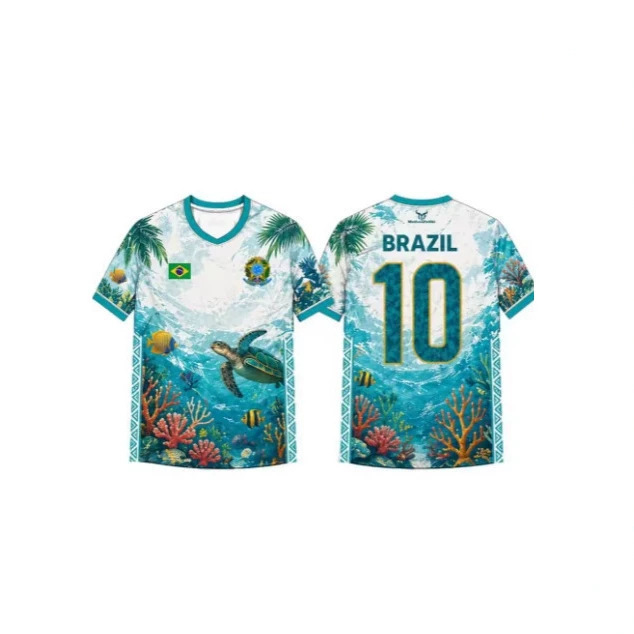 Brazilian Style Flag Print Jersey Men's and Women's Graphic 3D Printed Football T-Shirt Quick-Drying Breathable 26 Years