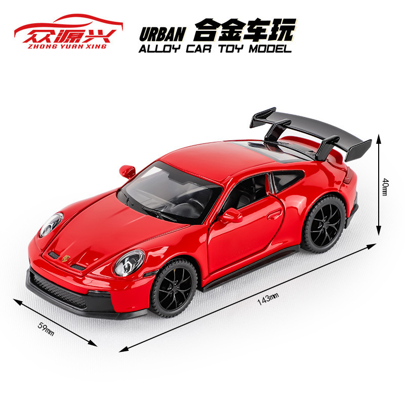 Zhongyuan xinghejin modelo de coche 1:32 tiempo garantizado 911 GT3 coche deportivo con sonido y luz Tire hacia atrás coche de juguete modelo de música adornos