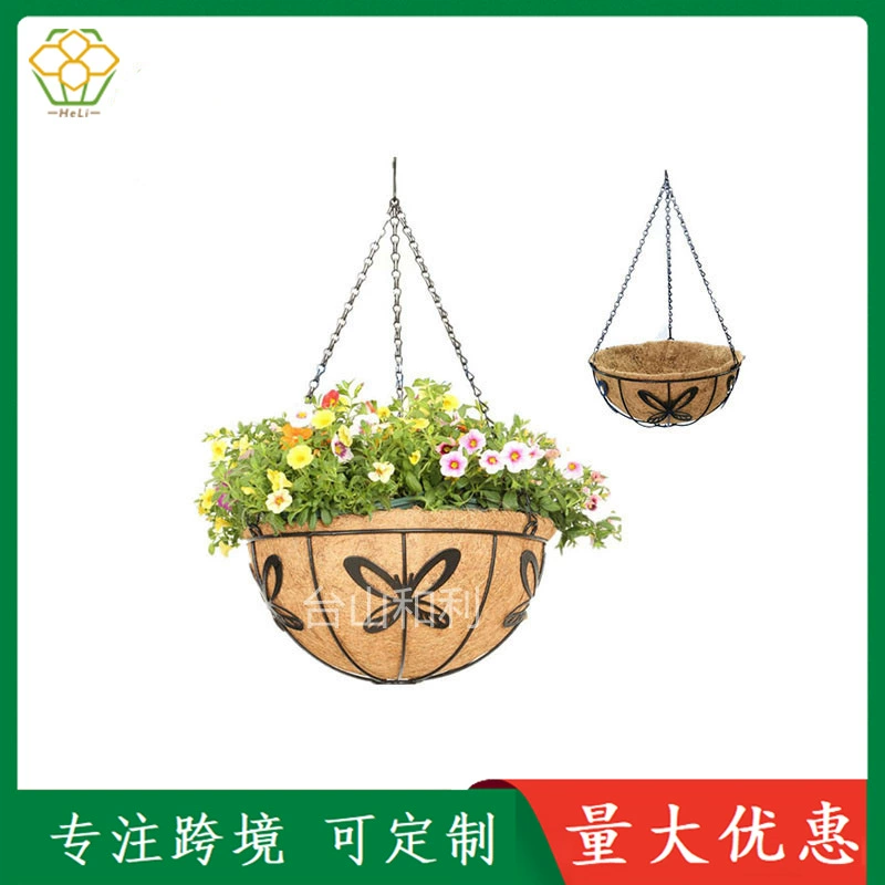 Производители источников Amazon трансграничная Кокосовая подвесная корзина Кокосовая пальма подвесная корзина цветочный горшок железный каркас корзина для цветов 10 дюймов 12 дюймов Садовый бассейн