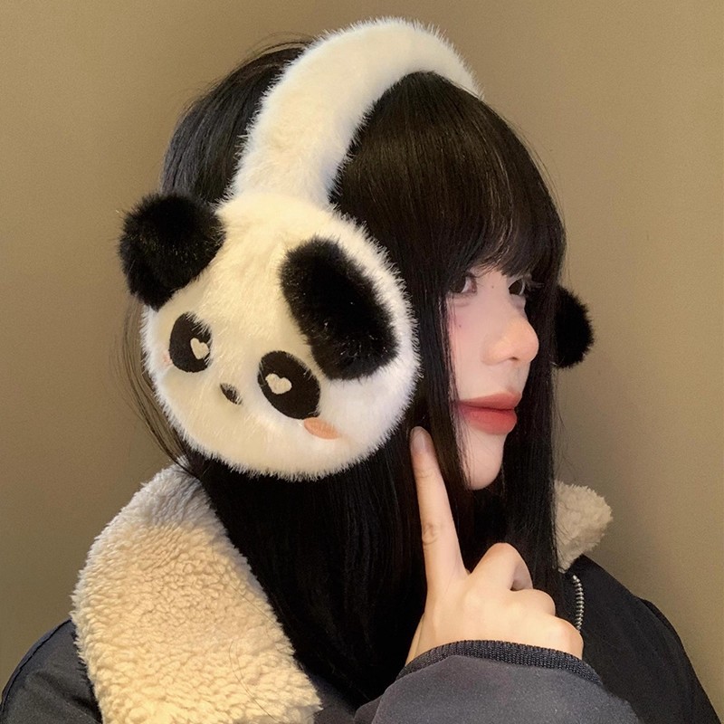 可爱卡通熊猫毛绒耳罩冬季防寒保暖耳套耳暖户外骑行防冻耳朵耳护