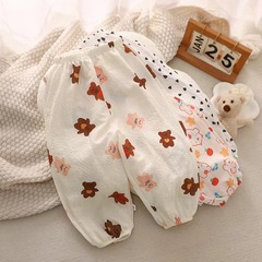 子供の夏の防蚊ズボンの男女の子供はカジュアルなズボンの子供の外で韓国版のゆったりしたランプのズボンの9分のズボンを着ます。