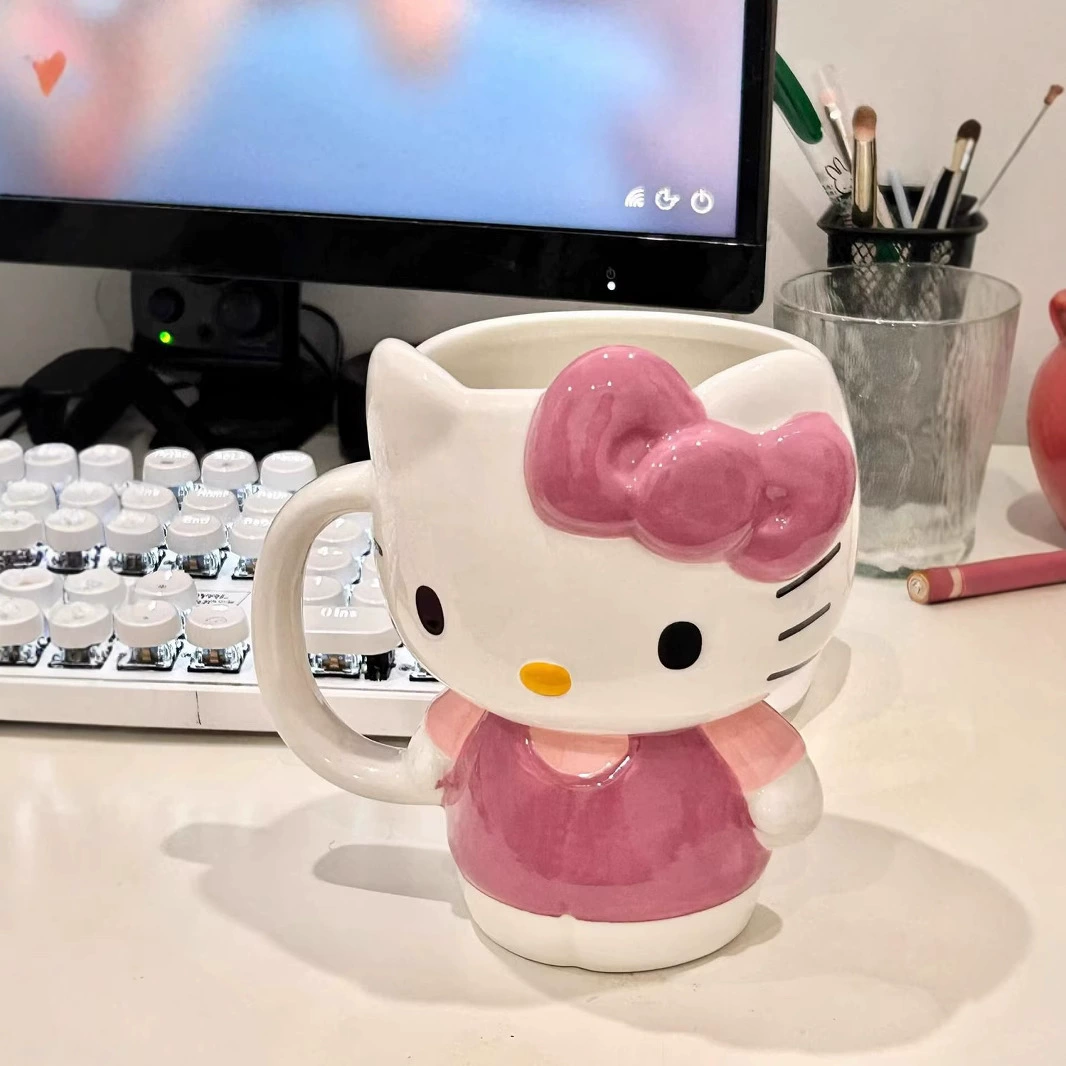 Керамическая кружка Hello Kitty Katie Cup, креативная кружка, мультфильм, милые девушки, водяная кружка, практичная, большой объем