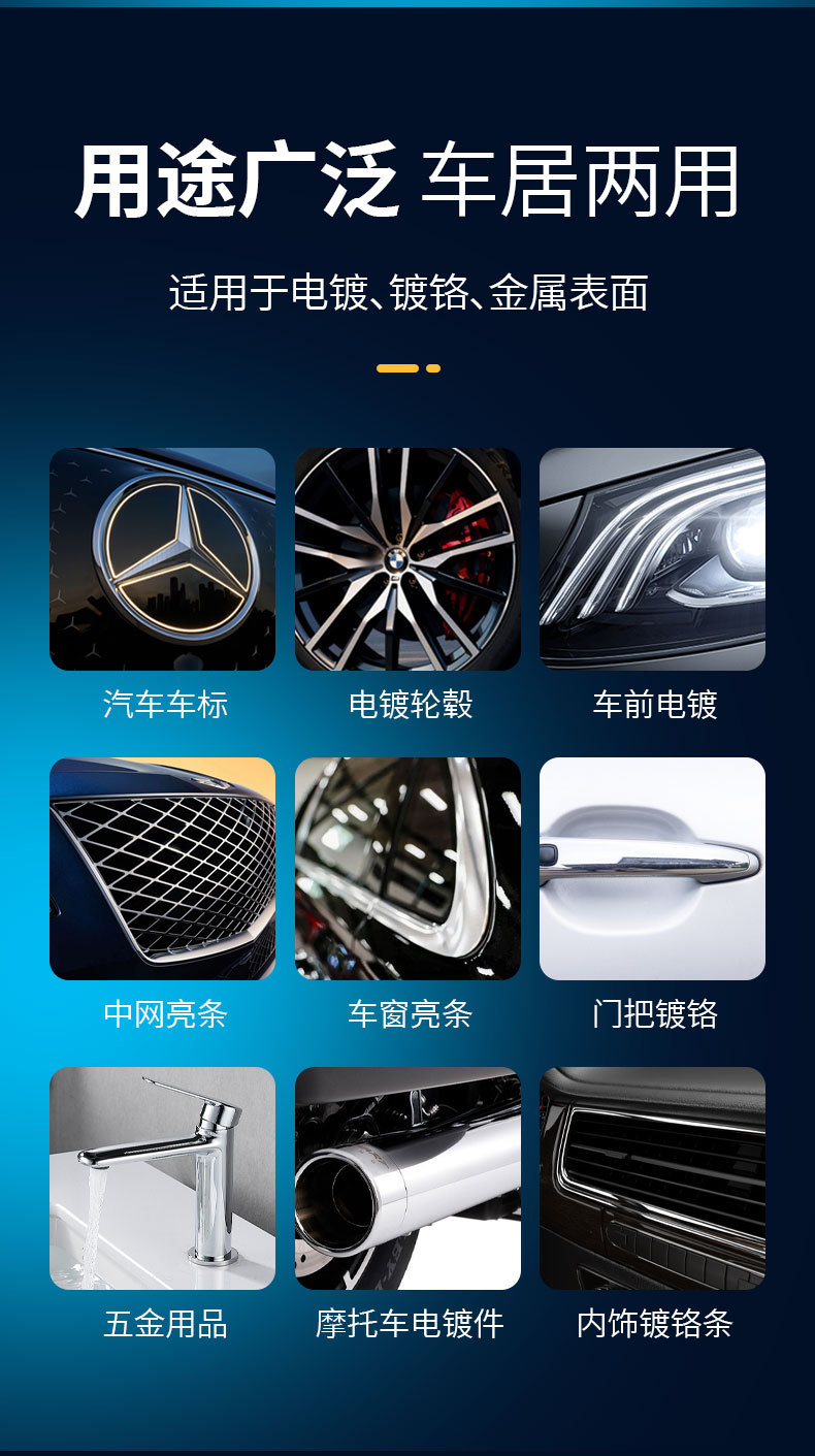 Chrome-Plated Parts Renovation Agent, Car Decorative Strips, Chrome-Plated Parts Rust Remover, Oxidation Corrosion Repair, Renovation and Reduction Agent