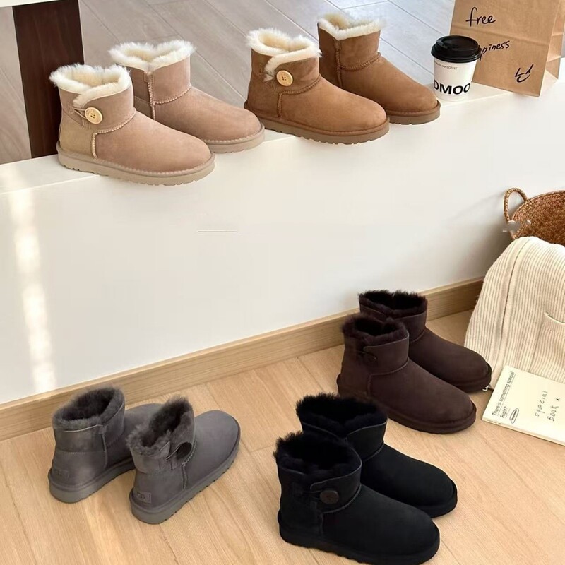 Henan Sangpo Snow Boots 3352 Wooden Buckle Goatskin Fur Integrated Warm Thick-Soled Tazz Winter Cotton Shoes Snow Shoes for Women