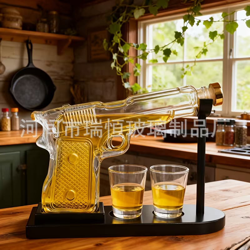 Pistola de vidrio decantador Botella de vino artesanal de vidrio Whisky Vodka Dieter Sand Eagle Pistola decantador