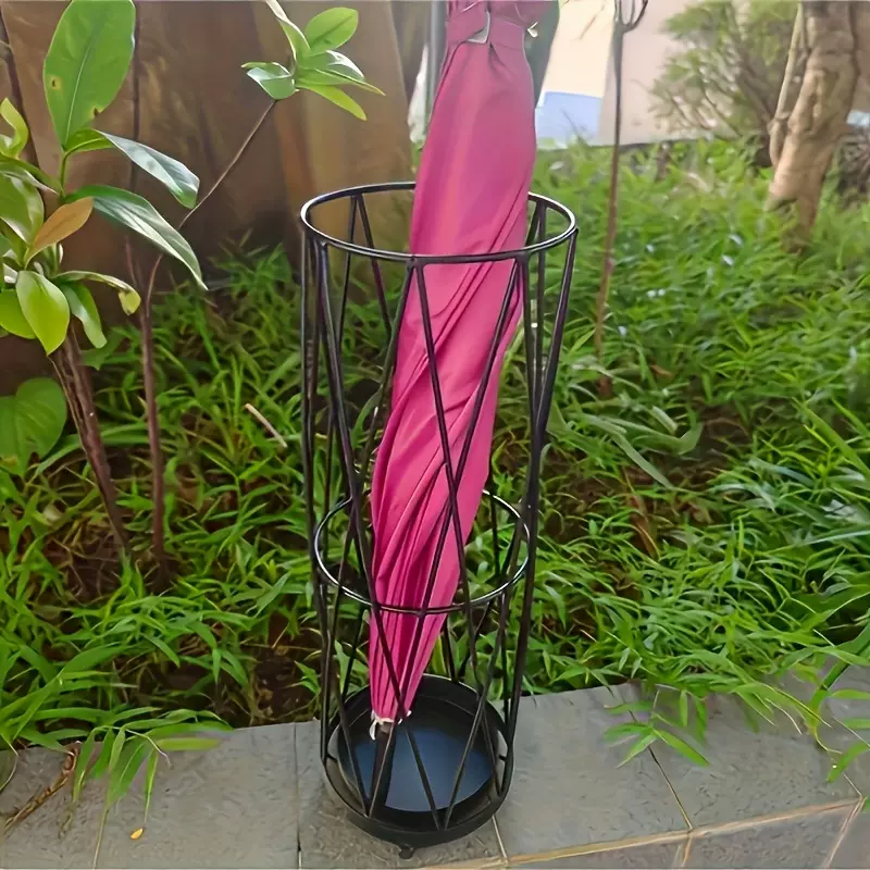 简约雨伞桶家用酒店大堂伞架落地镂空圆形雨伞架雨具收纳