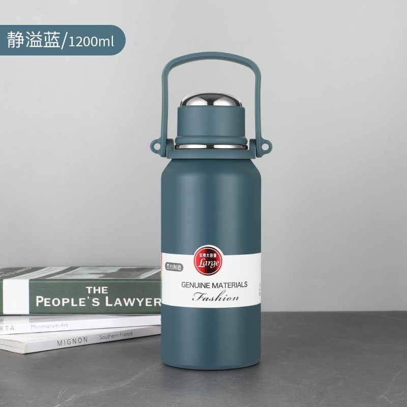 Termo de acero inoxidable 316 para exteriores, botella de agua deportiva de gran capacidad con asa, botella de viaje con doble tapa, aislamiento térmico de gran capacidad