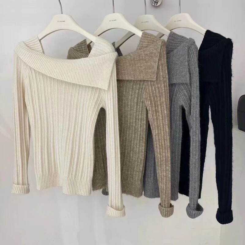 Super Soft Japanese Style Gentle Lapel Sweater Women's Chic One-Neck Single-Breasted Pit Knitted Cardigan Top Super Soft Japanese Style Gentle Lapel Sweater Women's Chic One-Neck Single-Breasted Pit Knitted Cardigan Top