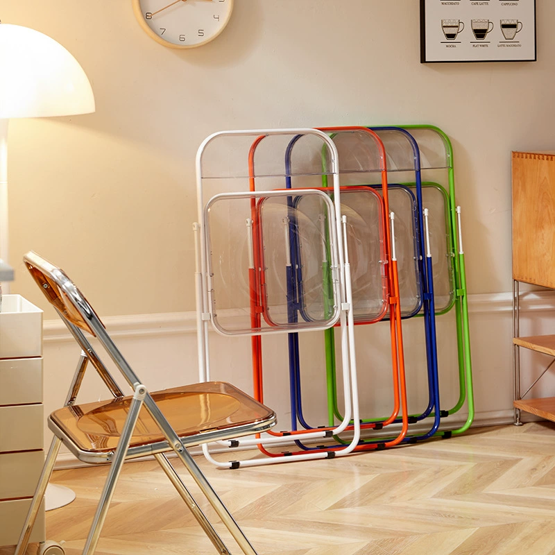 批发透明折叠椅亚克力餐椅网红奶茶休闲椅服装店拍照椅子化妆凳子