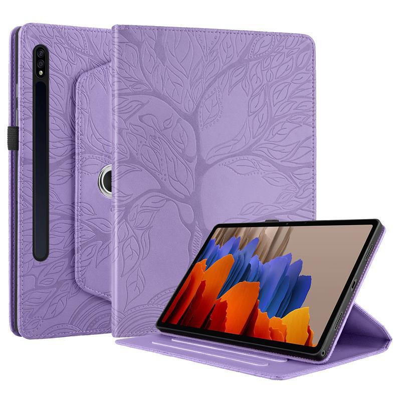 Suitable for Samsung Tab S7 Tablet Protective Case A7Lite Life Tree Embossed Rotating Bracket Leather Case X205