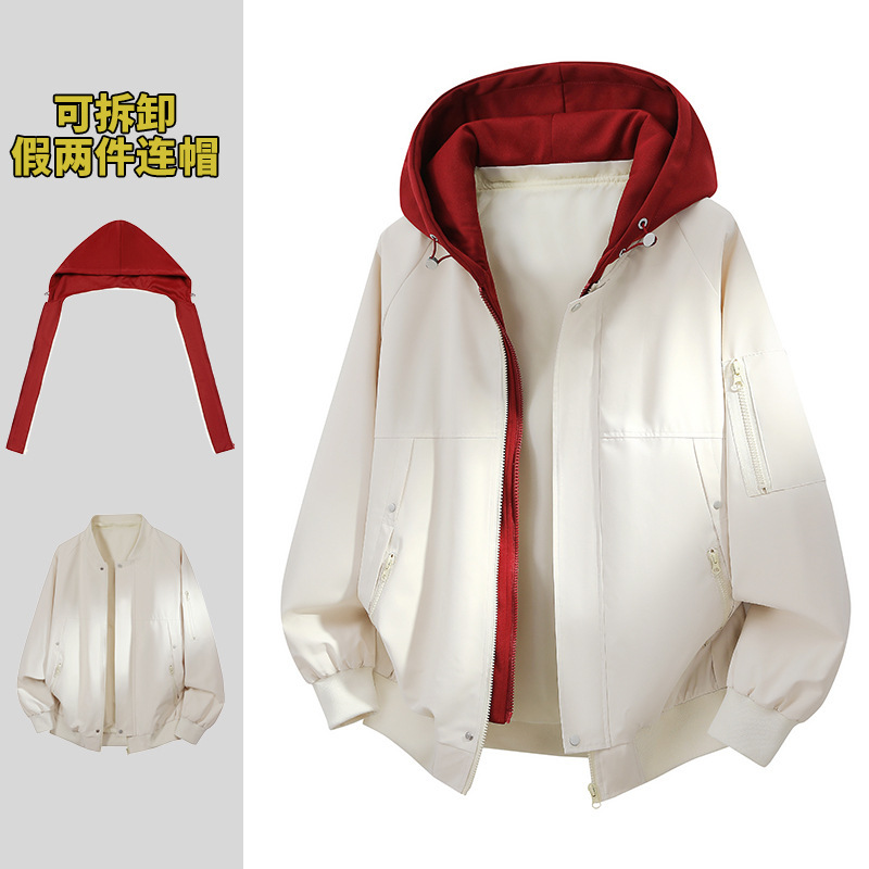 Unisex Jacket, New Spring Style Casual Jacket with Detachable Hood, Couple's Hooded Zip-Up Cardigan Top Unisex Jacket, New Spring Style Casual Jacket with Detachable Hood, Couple's Hooded Zip-Up Cardigan Top