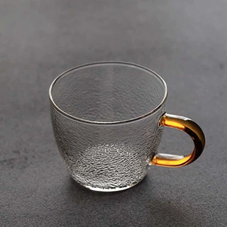 功夫茶杯锤目纹日式龙鳞锤纹黄把杯锤纹杯玻璃杯家用水杯茶杯酒杯