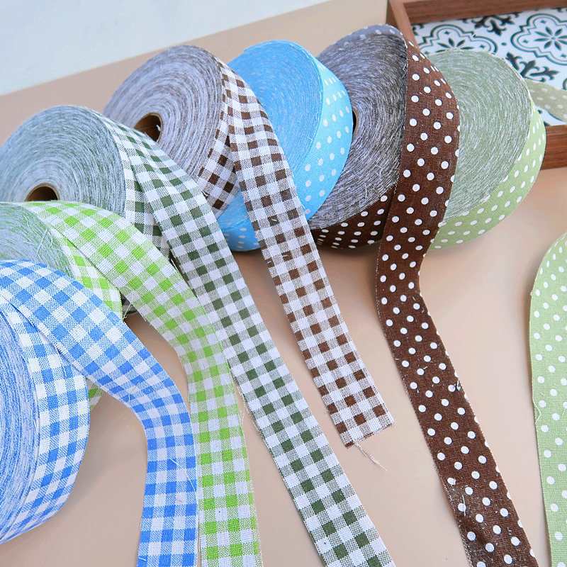 波点格子棉麻布条diy包边条滚边条布带布条宽4CM长涤纶丝绒其他