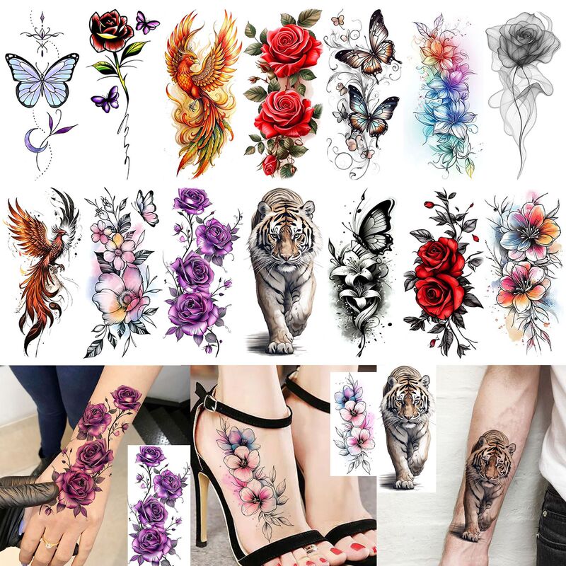 New butterfly flower design, high-end aesthetic, colorful water transfer tattoo stickers for hands and feet New butterfly flower design, high-end aesthetic, colorful water transfer tattoo stickers for hands and feet