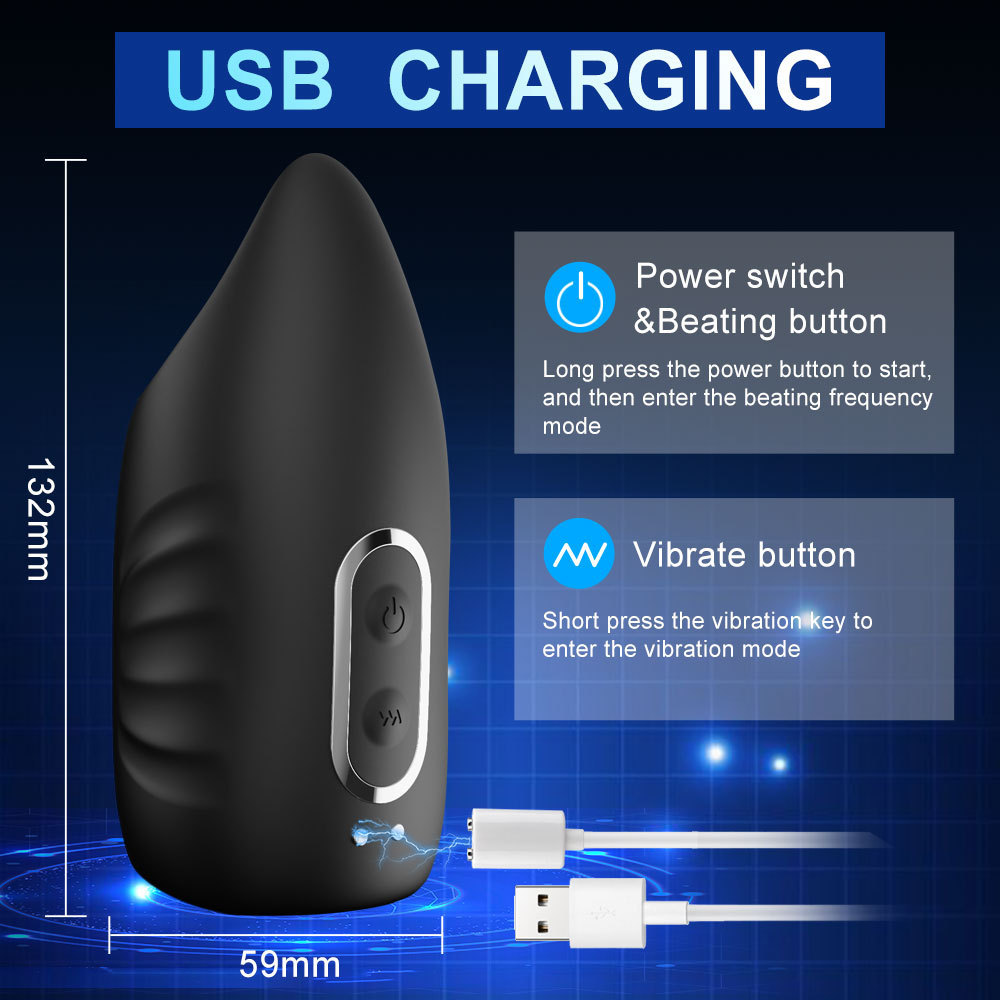 Wearable Vibrating Penis Trainer, Silicone Electric Stimulation Device, Black — detail image 7