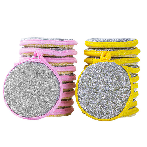 JSDF double-sided sponge wipe for dishwashing, non-stick oil and stain removal dishcloth, magic kitchen scrubbing pot and dishwashing sponge