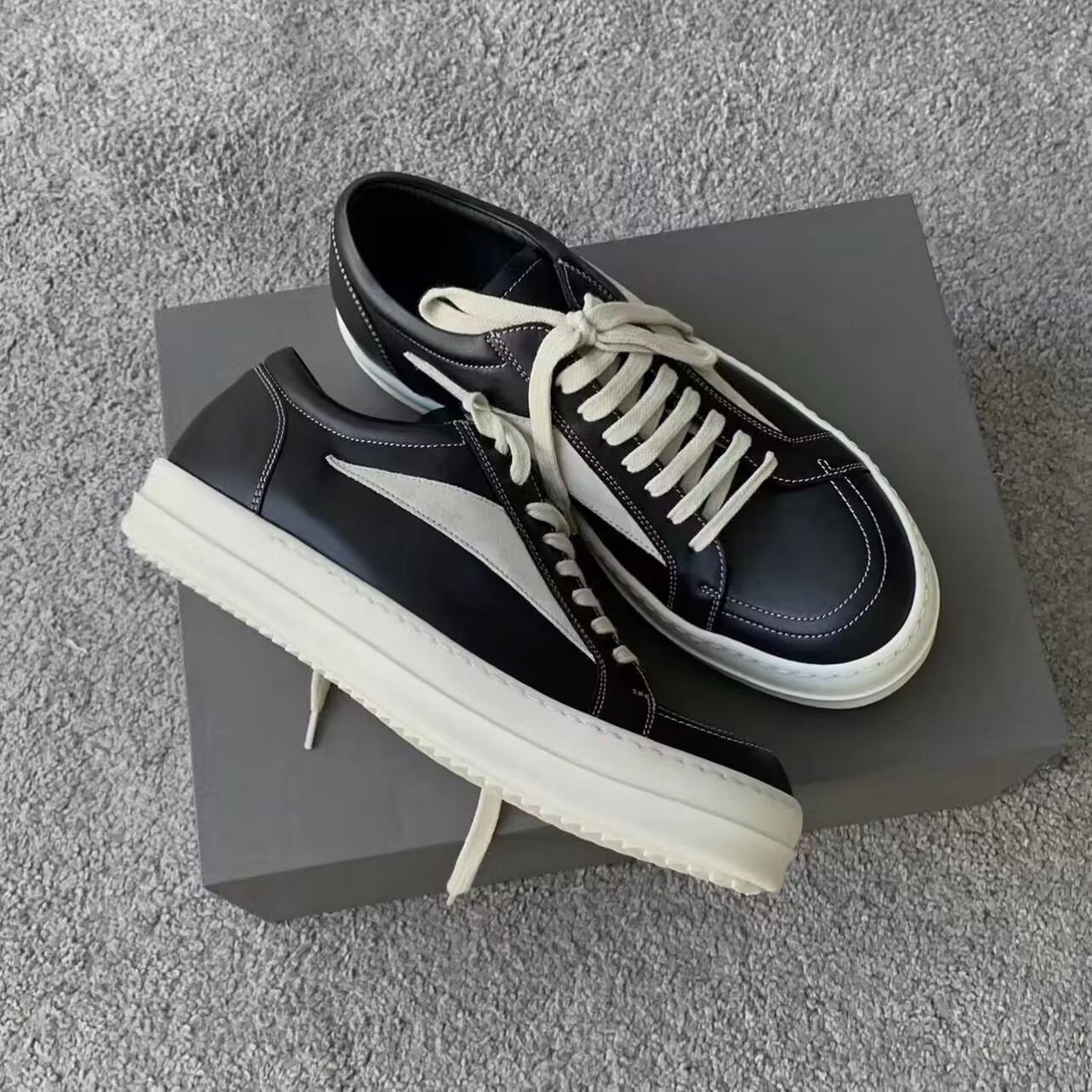 Herren Freizeitschuhe Aus Echtleder Mit Dicker Sohle Und Schnürung_voghion.com